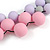 Pastel Pink/ Lavender/ Grey Resin Beaded Cotton Cord Necklace - 40cm L - Adjustable up to 48cm L - view 5