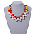 White/ Orange/ Yellow Resin Beaded Cotton Cord Necklace - 40cm L - Adjustable up to 48cm L - view 2