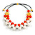 White/ Orange/ Yellow Resin Beaded Cotton Cord Necklace - 40cm L - Adjustable up to 48cm L - view 3
