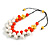 White/ Orange/ Yellow Resin Beaded Cotton Cord Necklace - 40cm L - Adjustable up to 48cm L - view 5