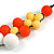 White/ Orange/ Yellow Resin Beaded Cotton Cord Necklace - 40cm L - Adjustable up to 48cm L - view 6