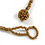 Statement Glass Bead Bib Style/ Fringe Necklace In Light Blue/ Bronze - 40cm Long/ 17cm Front Drop - view 5