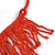 Statement Glass Bead Bib Style/ Fringe Necklace In Brick Red - 40cm Long/ 17cm Front Drop - view 6