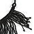 Statement Glass Bead Bib Style/ Fringe Necklace In Black - 40cm Long/ 17cm Front Drop - view 5