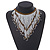 Statement Glass Bead Bib Style/ Fringe Necklace In Snow White/ Bronze - 40cm Long/ 17cm Front Drop - view 2