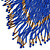 Statement Glass Bead Bib Style/ Fringe Necklace In Blue/ Bronze - 40cm Long/ 17cm Front Drop - view 4