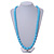 Long Chunky Resin Bead Necklace In Light Blue - 86cm Long - view 2