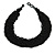 Wide Chunky Black Glass Bead Plaited Necklace - 53cm L