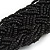 Wide Chunky Black Glass Bead Plaited Necklace - 53cm L - view 4