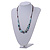 Light Blue Patterned Ceramic/ Clay Bead Brown Silk Cords Necklace - Adjustable - 60cm to 70cm Long - view 3