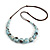 Light Blue Patterned Ceramic/ Clay Bead Brown Silk Cords Necklace - Adjustable - 60cm to 70cm Long - view 8