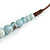 Light Blue Patterned Ceramic/ Clay Bead Brown Silk Cords Necklace - Adjustable - 60cm to 70cm Long - view 5