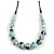 Light Blue Patterned Ceramic/ Clay Bead Brown Silk Cords Necklace - Adjustable - 60cm to 70cm Long - view 2