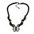 Austrian Crystal 'Double Snake' Black Leather Cord Necklace In Gunmetal - 46cm L/ 8cm Ext - view 1