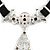 Victorian Black Suede Style Diamante Choker Necklace In Silver Tone Metal - 34cm L/ 5cm Ext - view 3