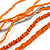 Long Multistrand Orange, Silver Glass/ Wood Bead Necklace - 100cm L - view 4