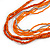 Long Multistrand Orange, Silver Glass/ Wood Bead Necklace - 100cm L - view 5