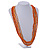 Long Multistrand Orange, Silver Glass/ Wood Bead Necklace - 100cm L - view 2