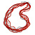 Long Multistrand Red, Silver Glass/ Wood Bead Necklace - 100cm L