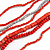 Long Multistrand Red, Silver Glass/ Wood Bead Necklace - 100cm L - view 3