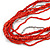 Long Multistrand Red, Silver Glass/ Wood Bead Necklace - 100cm L - view 5