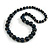 Dark Blue/ Black Animal Print Wooden Bead Necklace - 74cm L - view 3