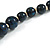 Dark Blue/ Black Animal Print Wooden Bead Necklace - 74cm L - view 4