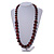 Animal Print Wooden Bead Necklace in Red/ Black - 78cm Long - view 2