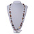 Antique White/ Grey/ Brown Shell and Glass Beads Long Necklace in Silver Tone Metal  - 80cm Long - view 2