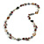 Antique White/ Grey/ Brown Shell and Glass Beads Long Necklace in Silver Tone Metal  - 80cm Long - view 3
