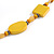 Yellow Oval/ Square Wooden and Glass Beads Necklace - 64cm Long - view 3