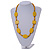 Yellow Oval/ Square Wooden and Glass Beads Necklace - 64cm Long - view 2