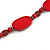 Red Oval/ Square Wooden and Glass Beads Necklace - 64cm Long - view 3