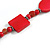 Red Oval/ Square Wooden and Glass Beads Necklace - 64cm Long - view 5