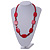 Red Oval/ Square Wooden and Glass Beads Necklace - 64cm Long - view 2