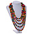 Multicoloured Layered Multistrand Wood Bead Black Cord Necklace - 100cm L - view 2