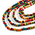 Multicoloured Layered Multistrand Wood Bead Black Cord Necklace - 100cm L - view 4