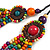 Multicoloured Layered Multistrand Wood Bead Black Cord Necklace - 100cm L - view 5