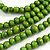 Layered Multistrand Lime Green Wood Bead Black Cord Necklace - 100cm L - view 5