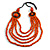 Layered Multistrand Orange Wood Bead Black Cord Necklace - 100cm L