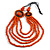 Layered Multistrand Orange Wood Bead Black Cord Necklace - 100cm L - view 3