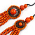 Layered Multistrand Orange Wood Bead Black Cord Necklace - 100cm L - view 5