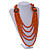 Layered Multistrand Orange Wood Bead Black Cord Necklace - 100cm L - view 2