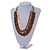 4 Strand Layered Resin Bead Black Cord Necklace In Coffee/ Amber Brown/ Cream - 66cm L - view 2