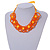 Contemporary Acrylic Ring with Silk Ribbon Necklace in Orange - 46cm Long - view 2