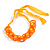 Contemporary Acrylic Ring with Silk Ribbon Necklace in Orange - 46cm Long - view 5