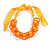Contemporary Acrylic Ring with Silk Ribbon Necklace in Orange - 46cm Long - view 6
