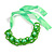 Contemporary Acrylic Ring Bib with Silk Ribbon Necklace in Green - 46cm Long - view 3