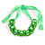 Contemporary Acrylic Ring Bib with Silk Ribbon Necklace in Green - 46cm Long - view 4