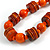 Orange Wood Button & Bead Chunky Necklace - 60cm Long - view 3